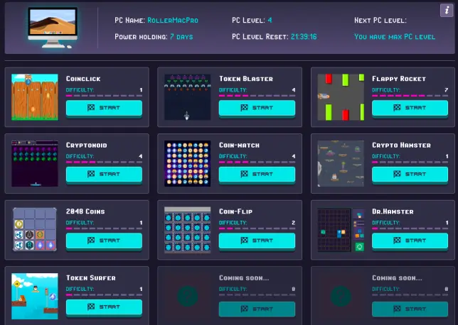 Snapshot from Rollercoin