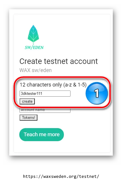 Create wax testnet account