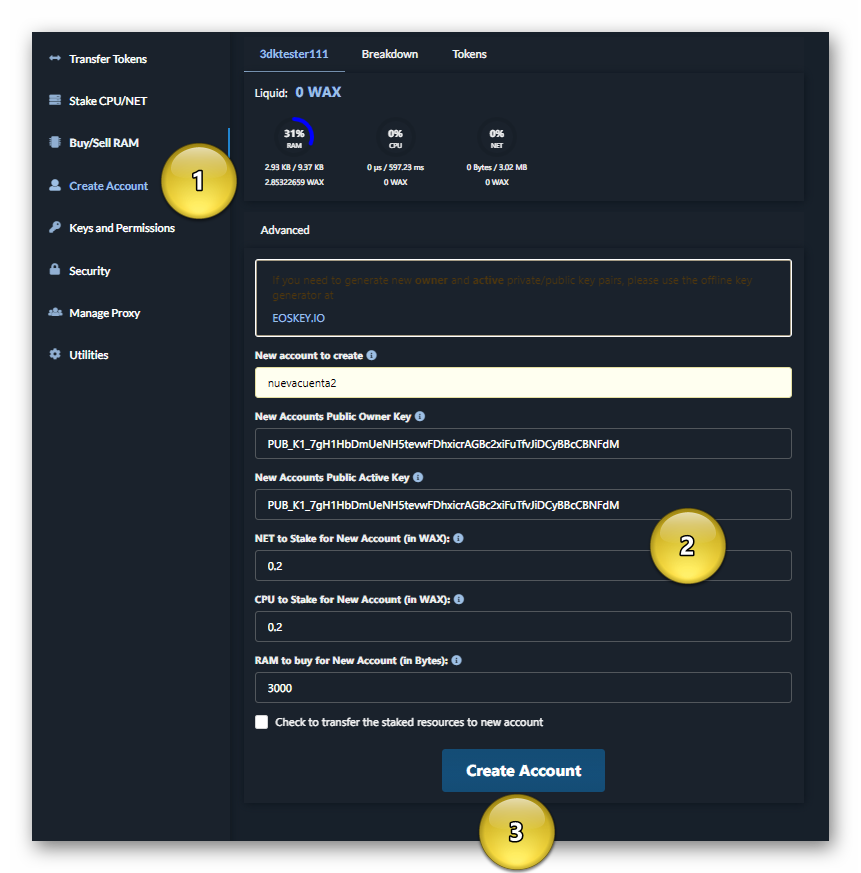 Create account