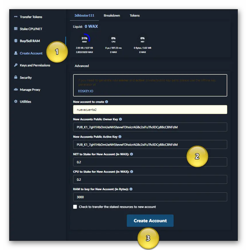Create account