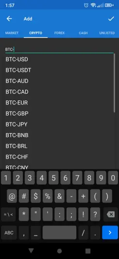 Enter the crypto pair,