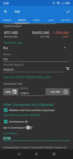 Enter transactions details