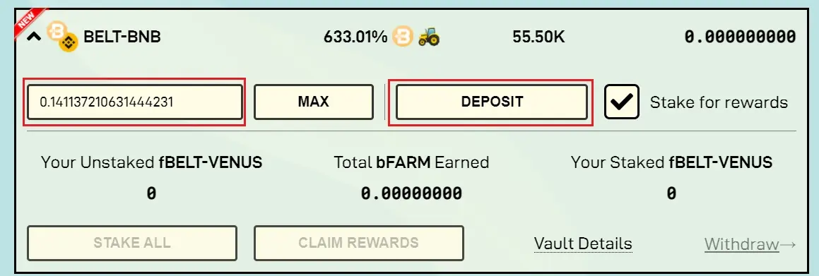 Harvest Finance Belt-BNB farm