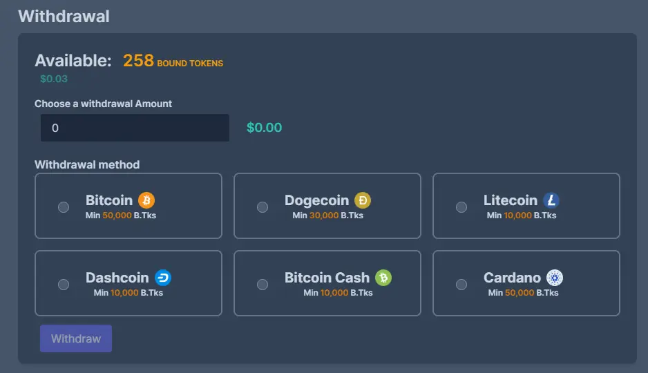 Simplebits Withdraw Options