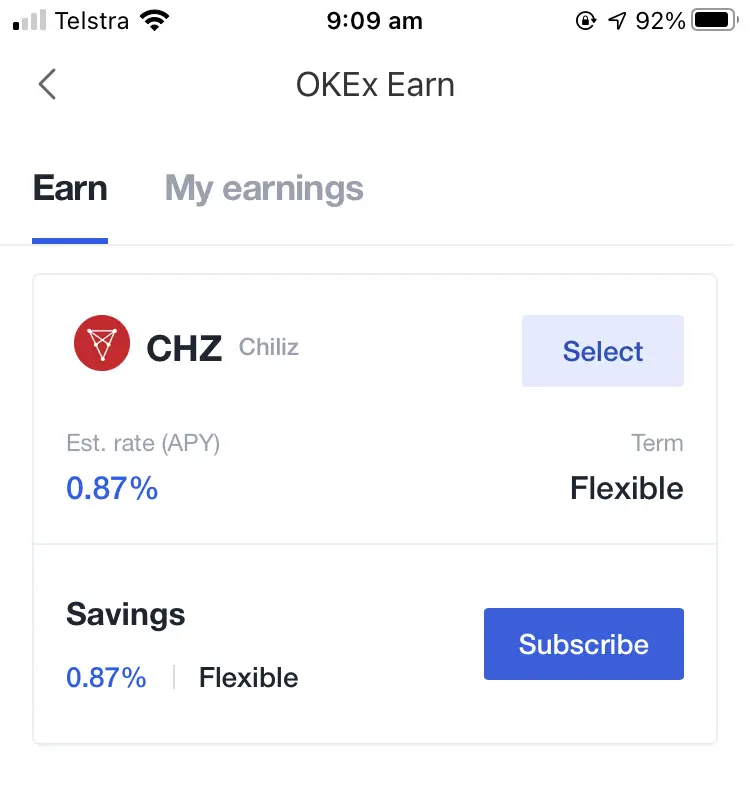 OKEX Earn CHZ