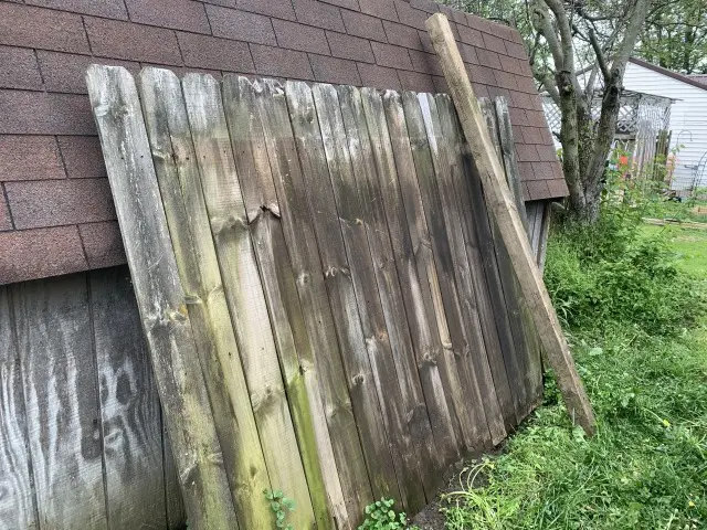 old fence panel and post