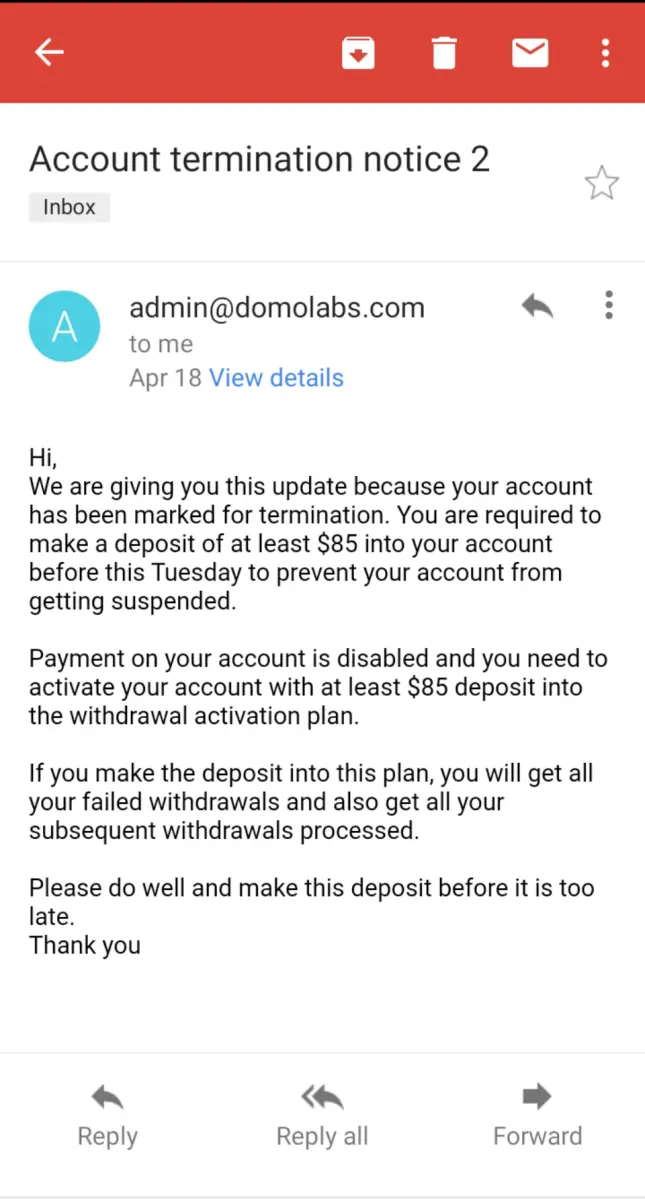 Account termination notice 2
