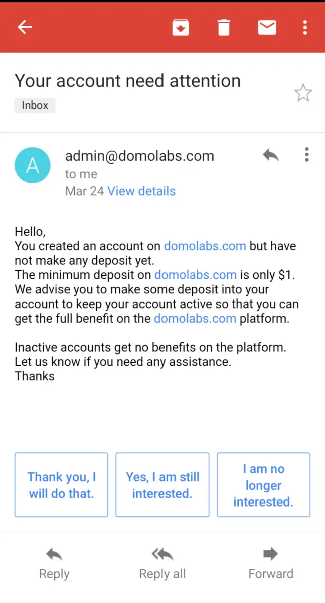 Your account need attention