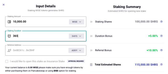 WiseB Stake