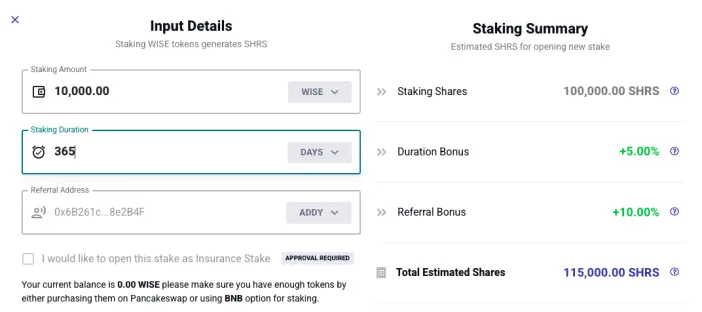 WiseB Stake