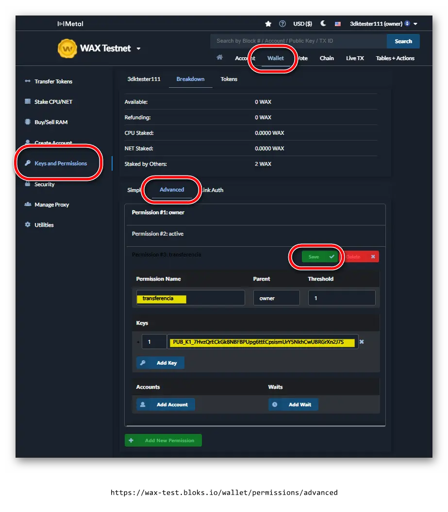 Nuevos permisos de cuenta