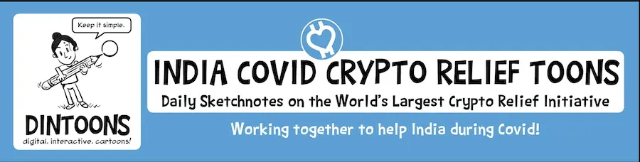 crypto donation, cryptorelief, india, dintoons