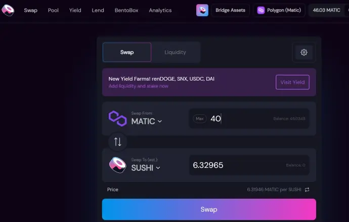 SushiSwap on Polygon(Matic) network