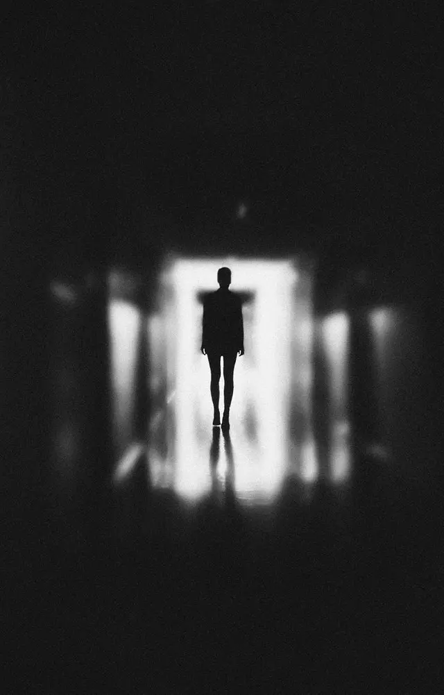 https://www.pexels.com/photo/monochrome-photo-of-person-standing-on-hallway-3343253/
