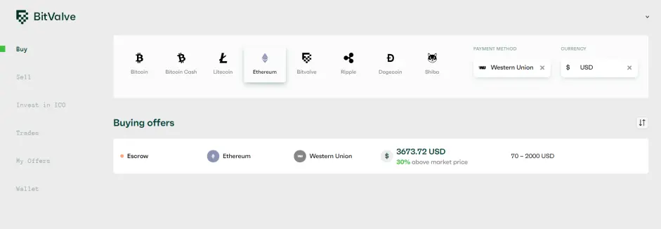 How to buy Ethereum with Western Union on Bitvalve