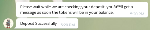 RaindropBOT deposit success message
