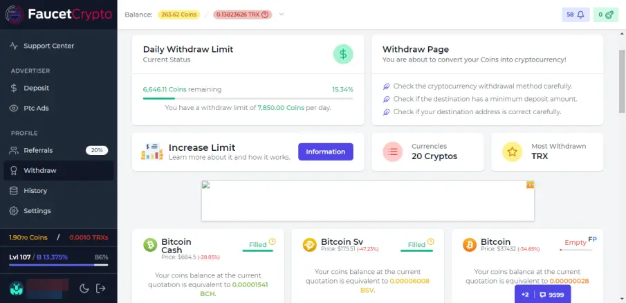 Faucet Crypto options