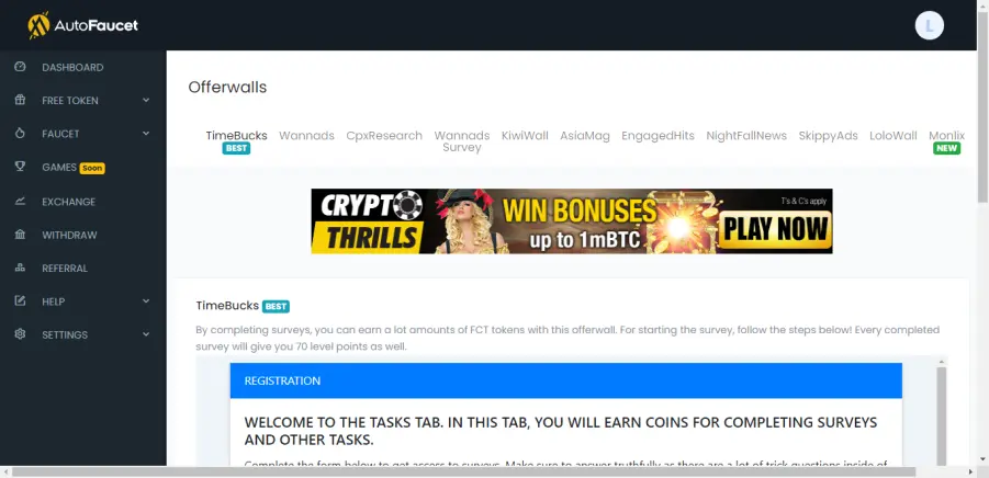 Auto Faucet offerwalls