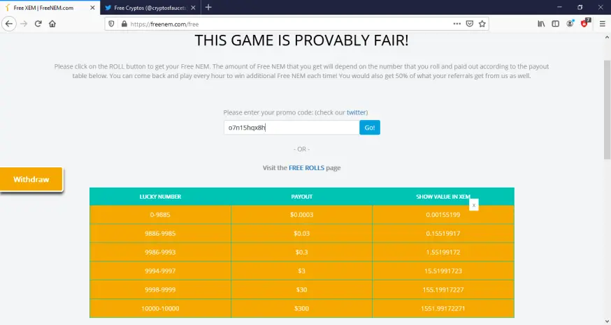 Coinfaucet.io Promotion Code