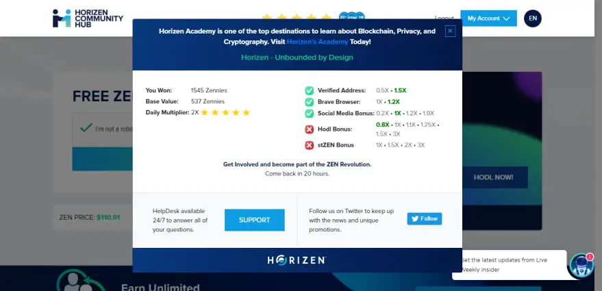 Horizen Claim faucet