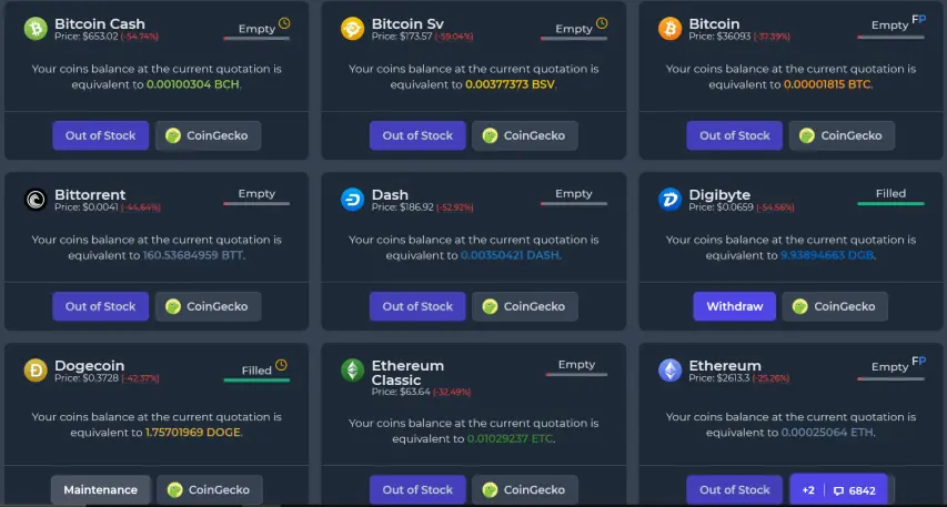 faucet crypto selection