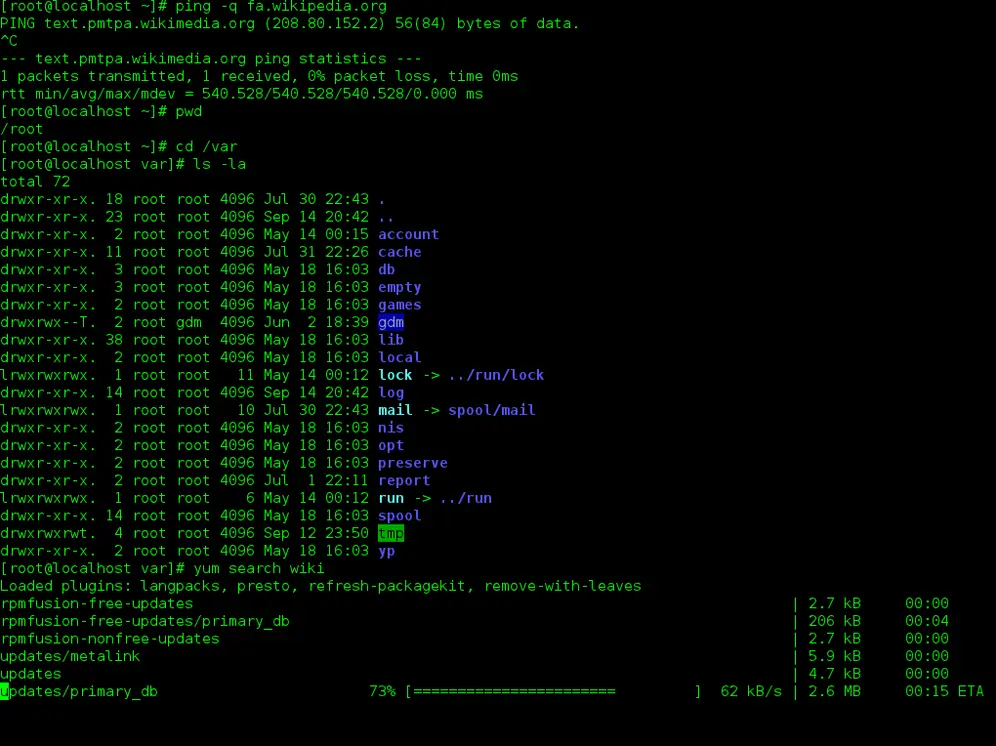 Linux terminal screenshot