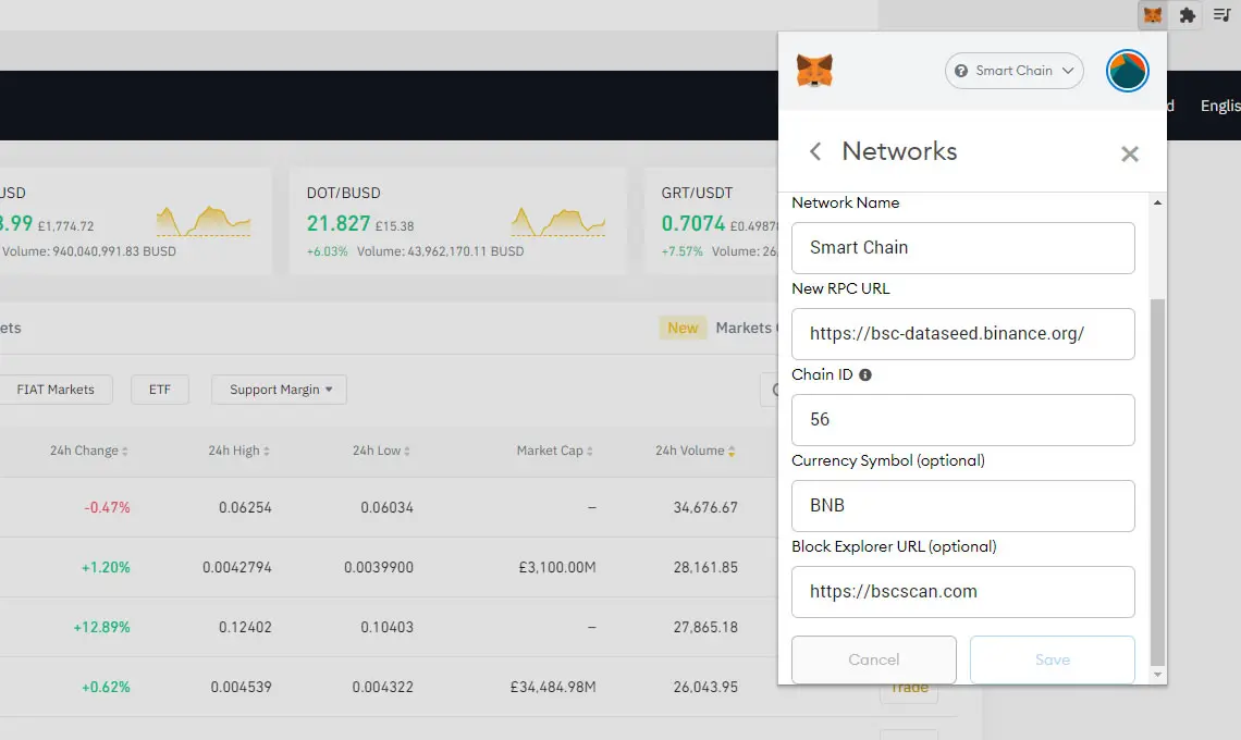 Set up BSC in MetaMask