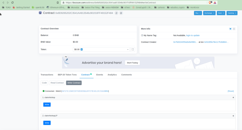 Connect wallet to BSCScan