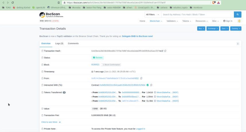 LP staking AirdropClaim Transaction