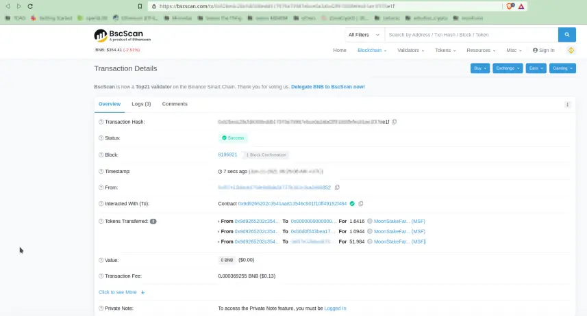 LP staking AirdropClaim Transaction
