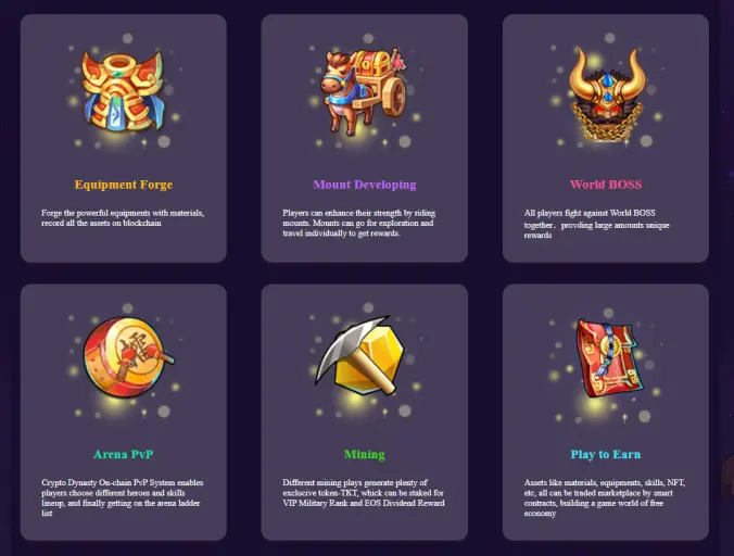 crypto dynasty mobile game features