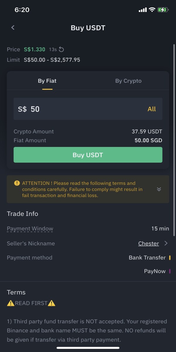 Buying USDT