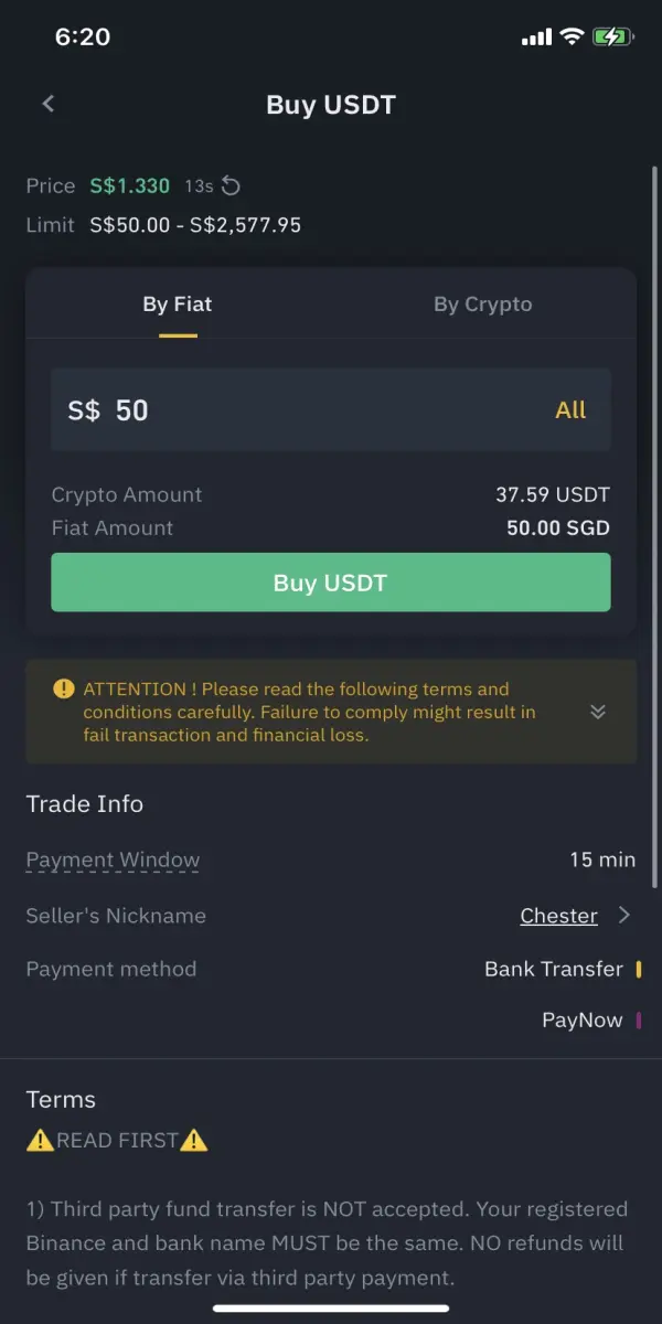 Buying USDT