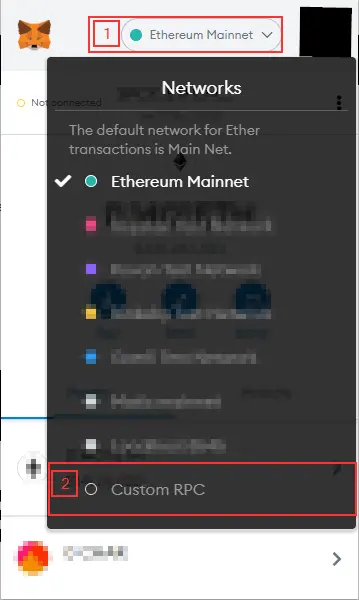 first step to add new network to metamask