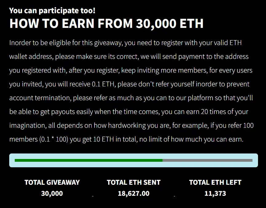 Ethereum giveaway pool