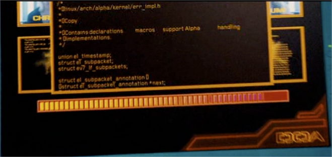 Código fuente de Linux en el cine