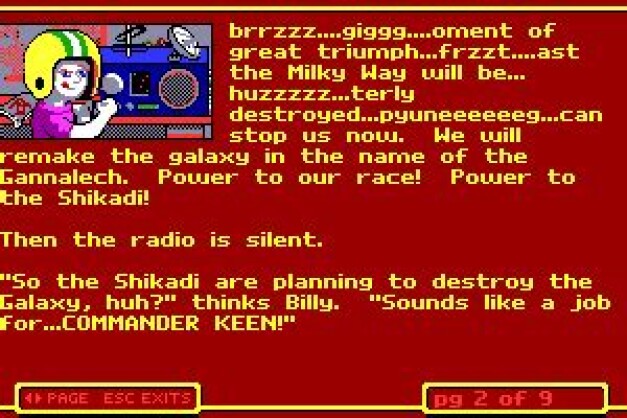Commander Keen learning of Gannalech's evil plot!