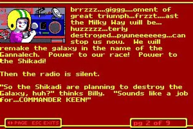 Commander Keen learning of Gannalech's evil plot!