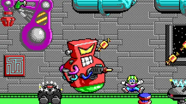 Commander Keen 4 - Giant red robot and spaceships