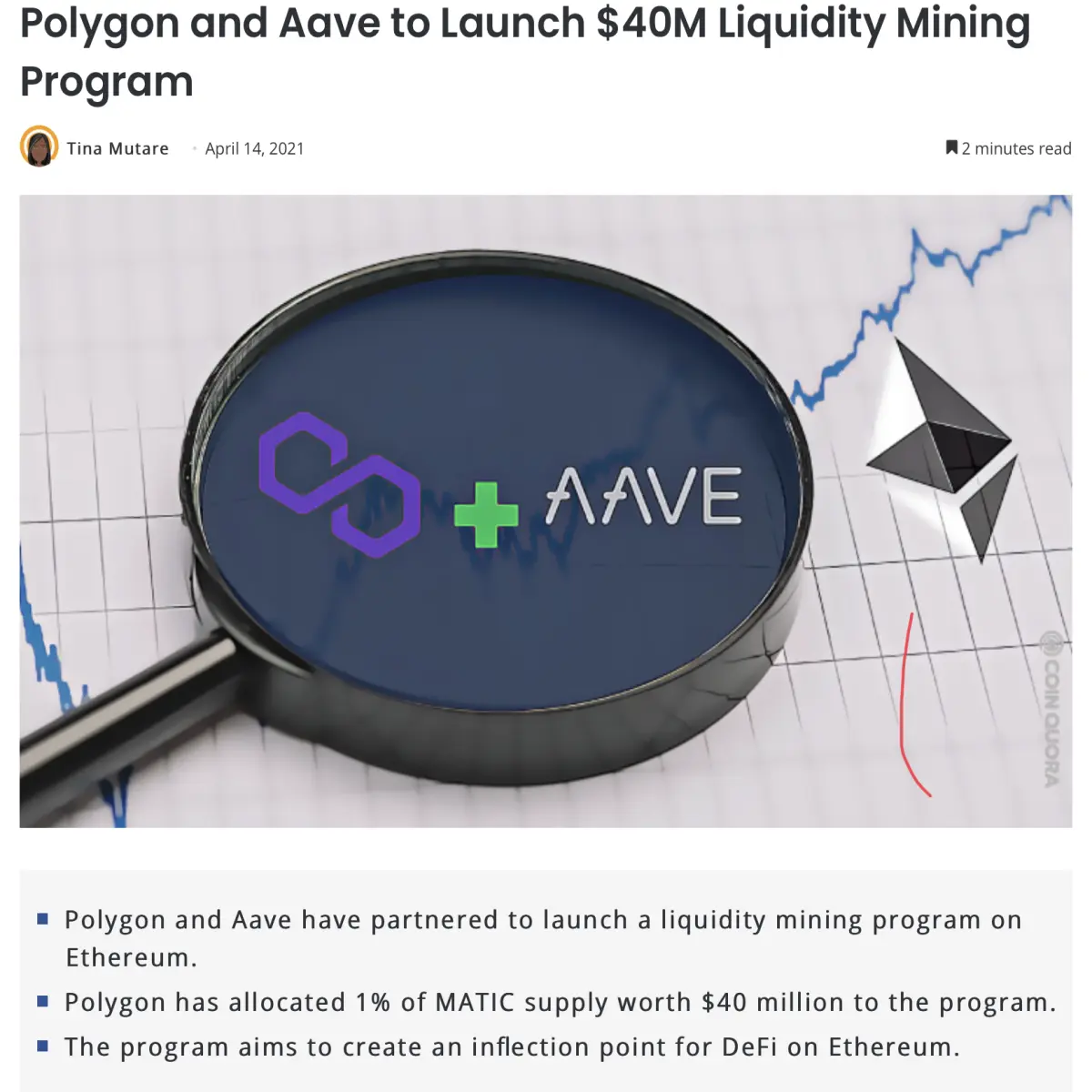 AAVE’s 40 million dollar liquidity mining program