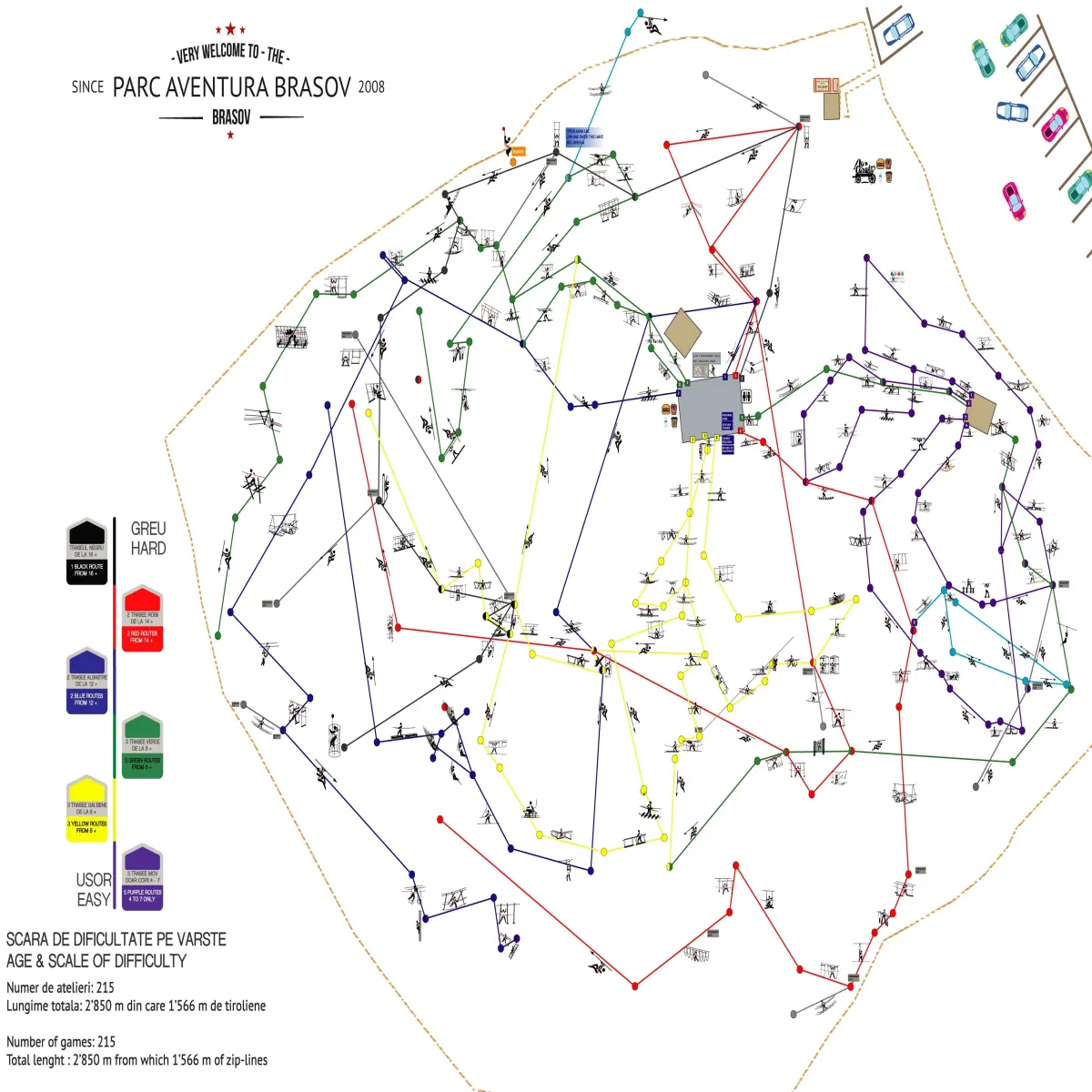 The track maps of Parc Aventura Brașov
