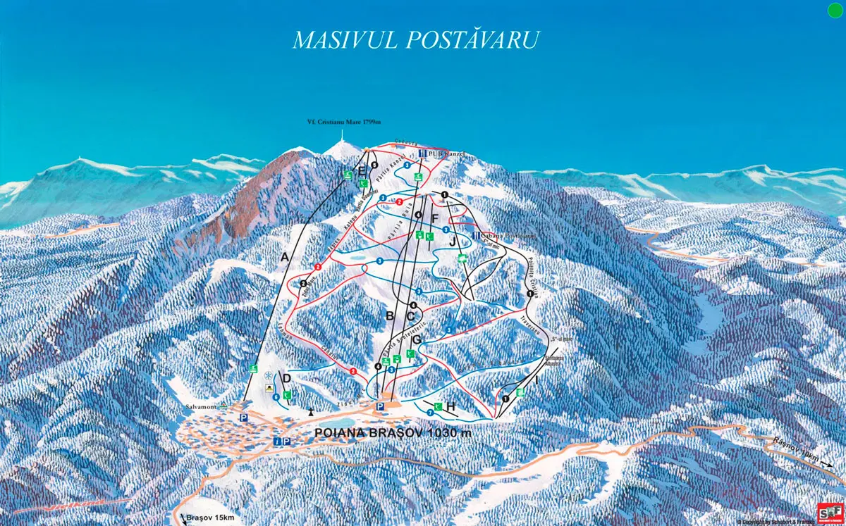 Trail Map of Postăvaru Mountain