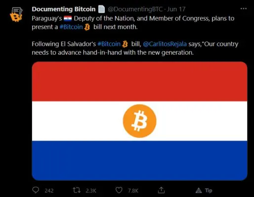 documenting bitcoin tweet screenshot
