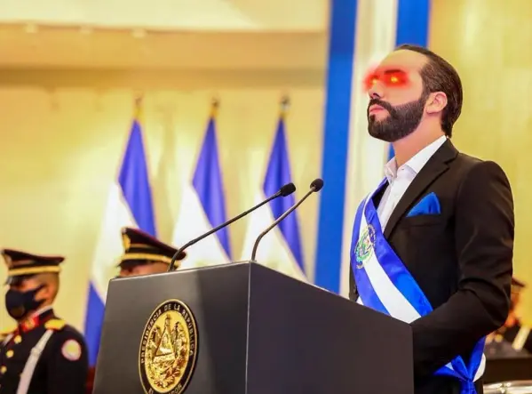 Nayib Bukele laser eyes photo