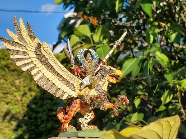 Eltharion on Stormwing outside, enjoying the sun