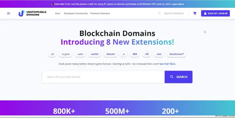New domain extensions from Unstoppable Domains
