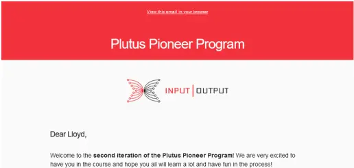 A screenshot of my Plutus Pioneer Program Email