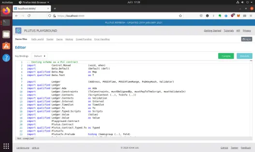 A screenshot of a virtual desktop with Plutus Playground loaded