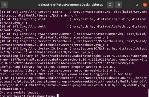 A terminal with successful compiler