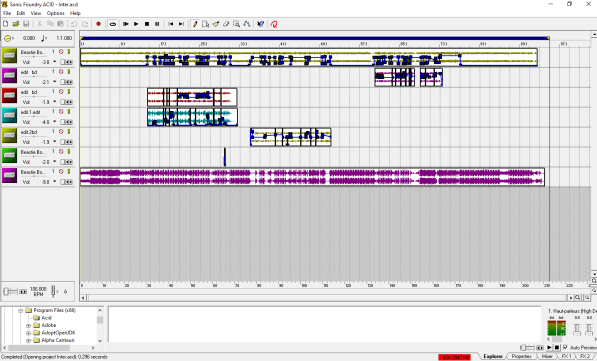 Editing audio mixing with visual editor - Acid disk-based sampling